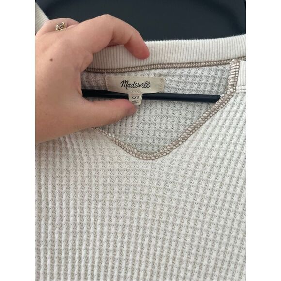 Madewell Waffle Split Neck Crop Tee Long Sleeve Size XXS - Picture 4 of 8